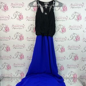 Vineoar dress sequins embroidered Black and Blue Maxi Dress flowy cut out